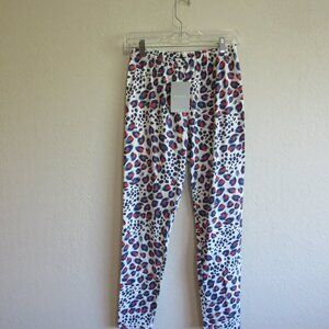 sissycos White/Blue/Red Animal Print L Leggings NWT